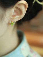 純銀琺瑯蝴蝶耳釘耳扣女中式國風高級感輕奢圈圈圓圈耳圈耳飾耳環