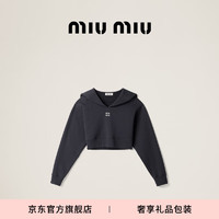 MIU MIU缪缪女士海军领刺绣徽标棉绒运动衫 蓝色 M