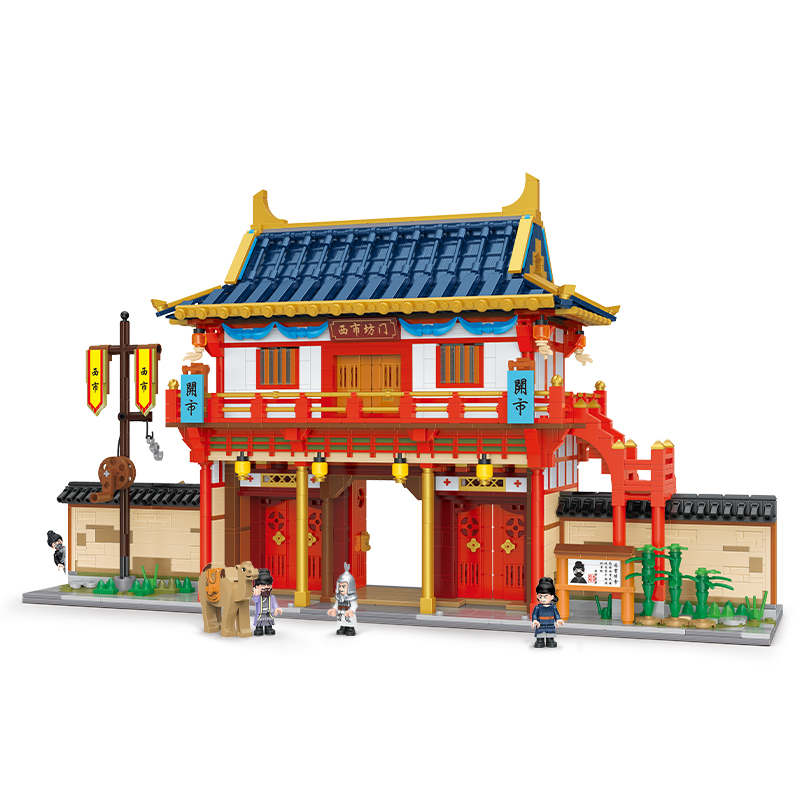 贝乐迪积木梦回盛唐建筑街景中国风国潮创意摆件儿童益智玩具