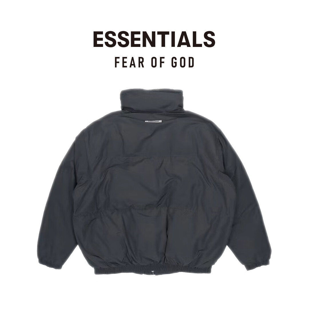 FEAR OF GOD ESSENTIALS纯色系列尼龙立领小抽绳短款棉服美式高街潮牌大气舒适保暖 黑色 S