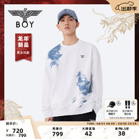 BOY LONDON 潮牌24新春款水墨风腾龙百搭圆领卫衣 N03001 白色 S