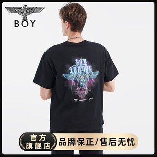 百亿补贴：BOY LONDON 潮牌短袖男女同款夏季黑色老鹰印花设计宽松T恤