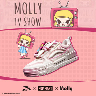 安踏泡泡玛特MOLLY联名丨微糖丨面包鞋厚底增高板鞋女潮流运动鞋 象牙白/萌粉-7 40