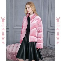 Juicy Couture 橘滋 娇俏公主皇冠logo刺绣丝绒女式羽绒服