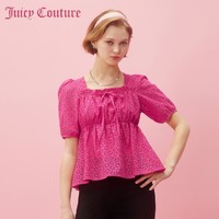 Juicy Couture 橘滋 绯红圆舞曲Logo金属牌花卉肌理刺绣女式衬衫