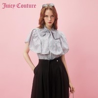 Juicy Couture 橘滋 栀子花开Logo纽扣荷叶系带女式衬衫