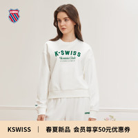 K·SWISS 盖世威（K·SWISS）24年春季针织套头圆领长袖女卫衣休闲显瘦百搭时尚上衣199922 115芡实白 M