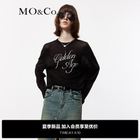 MO&Co.2024夏美式印花高支长绒棉轻薄长袖T恤上衣MBD2TEE008 黑色  XS/155