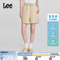 Lee24春夏天丝抽绳松紧腰卡其色女短裤凉凉裤潮LWB008207201 卡其色 M