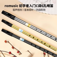 Romusic 爱尔兰哨笛C调D调六孔竖笛初学者入门金属笛子高低音直笛乐器