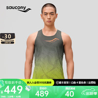 Saucony索康尼运动背心男吸湿速干跑步背心透气轻量舒适无袖上衣T恤 绿底渐变 XL