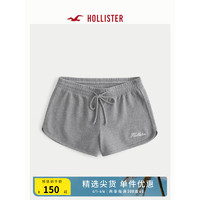 HOLLISTER24春夏高腰毛圈布休闲运动风抽绳短裤 女 355922-1 麻灰色 L (165/80A)