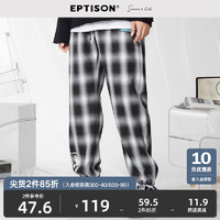 EPTISON 衣品天成 秋季新款西蒙的猫联名格纹休闲国潮直筒裤男士宽松九分裤