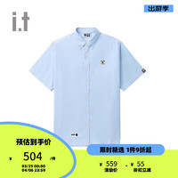 fingercroxxit 男装宽松短袖衬衫2024春夏休闲基础上衣00391X BLL/蓝色 L