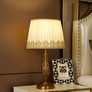 仿古铜雕刻欧式台灯美式轻奢客厅卧室床头灯智能遥控触摸调光开关