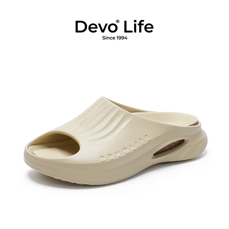 Devo 的沃 Life的沃软木鞋 厚底 篮球凉拖鞋 沙滩防滑水 软木鞋踩屎感23001 米色款 38