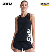 2XU Light Speed系列女士寬松透氣吸汗戶外跑步無袖運動背心 黑白logo/白色反光 S