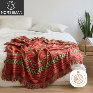 诺雪丝曼 美式空调毯全棉沙发毯毛毯卧室装饰毯薄款盖毯办公室午睡小毯子