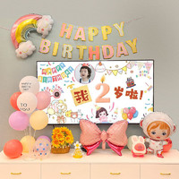 多美忆 生日装饰气球场景布置儿童女孩生日周岁男宝宝满月电视机投屏海报