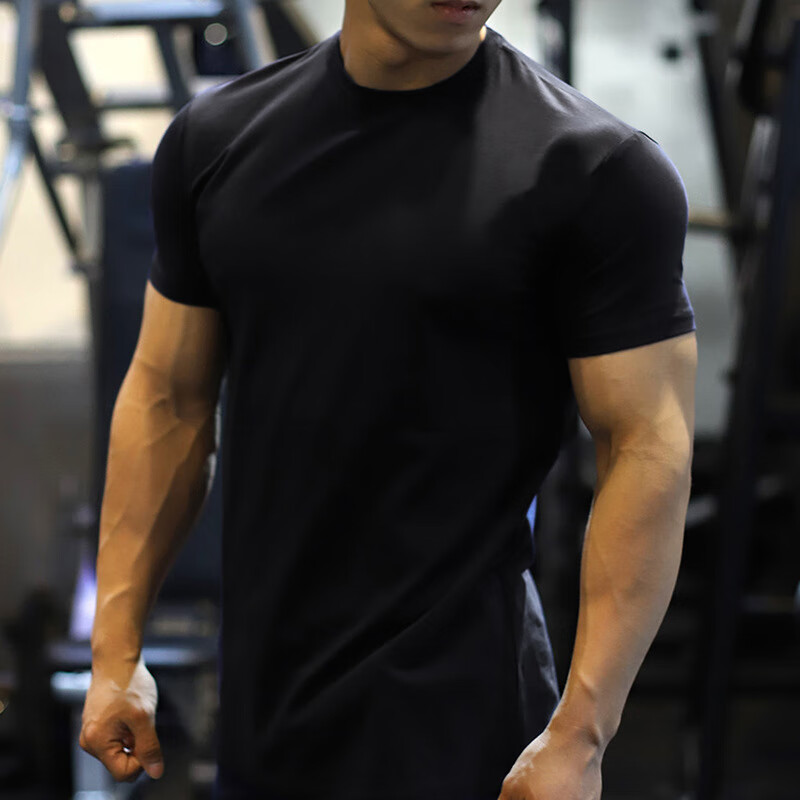 GEKM肌肉健身兄弟夏季新款运动弹力健身显肌肉百搭纯色T恤 