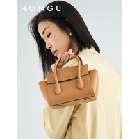 HONGU 红谷 包包牛皮单肩斜挎包手提翅膀包小包女包 H5135268棕色