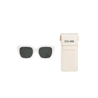 黑卡会员：CELINE 思琳 预售两周CELINE/赛琳女烟灰色镜片白色醋酸酯镜框正方形太阳眼镜墨镜（附赠斜跨眼镜包)