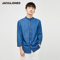 杰克琼斯奥特莱斯时尚夏季男潮流个性百搭帅气牛仔七分袖衬衫衬衣