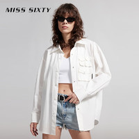 MISS SIXTY2024春季长袖衬衫女复古工装风口袋宽松中长款纯色 白色 S