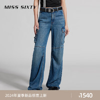 MISS SIXTY 2024夏季天丝牛仔裤女高腰显瘦复古工装风直筒垂感 中蓝 23