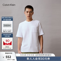 Calvin Klein Jeans24春夏男士华夫格纹理刺绣贴袋休闲短袖T恤40BC411 YAA-月光白 M