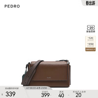Pedro牛皮迷彩纹翻盖小方包斜挎单肩包男包PM4-96500011 棕色 综合色