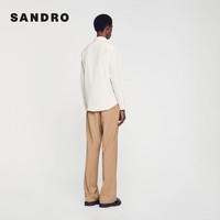 SANDRO2024春夏男装法式日常通勤简约长袖衬衫上衣SHPCM01045 淡褐色 M