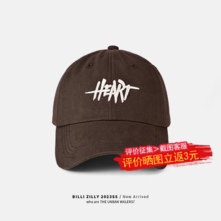 韩版棒球帽刺绣显脸小鸭舌帽 HEART-咖啡色