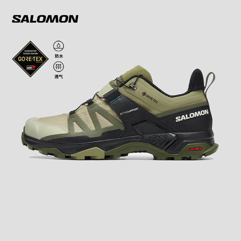 萨洛蒙（Salomon）男款 户外运动防水透气舒适稳定包裹防护徒步鞋 X ULTRA 4 GTX 石板绿 474529 9 (43 1/3)