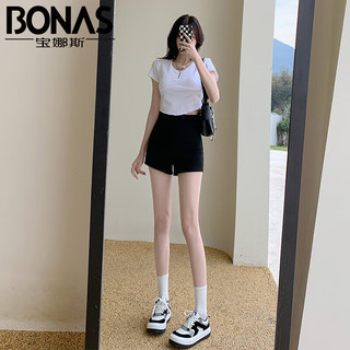BONAS 宝娜斯 小黑短裤女夏 黑色 L(适合100-115斤)