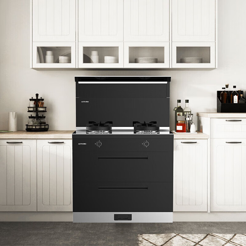 奥田（AOTIN）黑色D3S升级变频家用厨房集成灶节能大吸力油烟机燃气灶120L大容量天然气