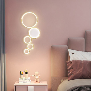 红品爱家 北欧壁灯现代简约创意设计感多圆组合个性时尚卧室床头灯