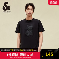 杰克琼斯 杰克·琼斯（JACK&JONES;）2024春夏上衣舒适潮多彩刺绣法斗犬短袖T恤男装