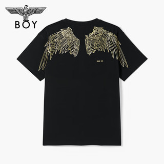 BOY LONDON 短袖男女同款夏季圆领翅膀烫金潮流T恤N01021 N01918 黑金小翅膀印花T恤 M