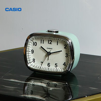 CASIO 卡西歐 鬧鐘學生兒童可愛鬧鈴鐘創意時尚臥室床頭鬧表簡約夜燈貪睡時鐘 薄荷綠TQ-159-3PF