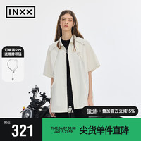 英克斯（inxx）APYD 美式复古拼接衬衣男解构分割假两件短袖衬衫无性别 白色 S