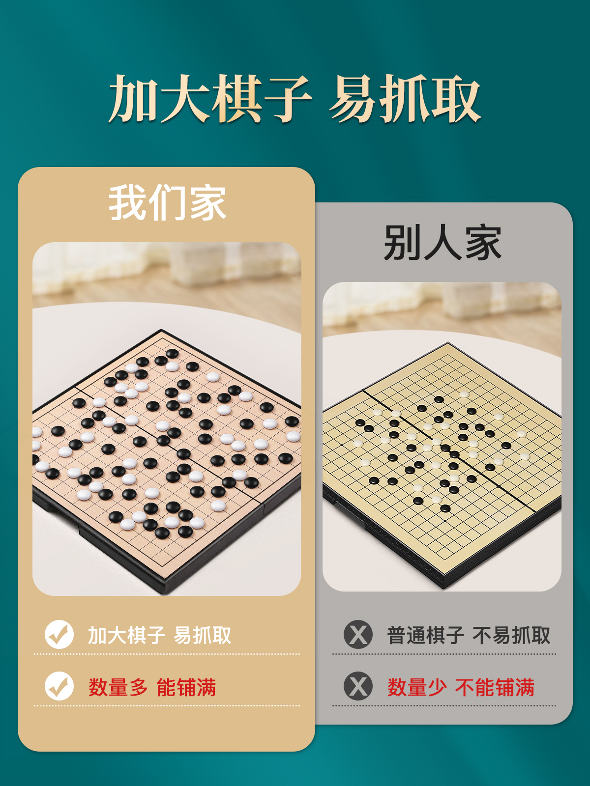 星星舟 磁性五子棋围棋子儿童初学套装小带磁性标准棋盘成人版多功能