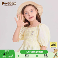 PawinPaw卡通小熊童装24年春夏季女童泡泡袖短袖衬衫 Blue蓝色/50 130