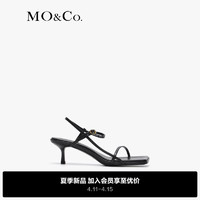MO&Co.2024夏摩登通勤牛皮革细带中跟凉鞋MBD2SHS002 黑色 36