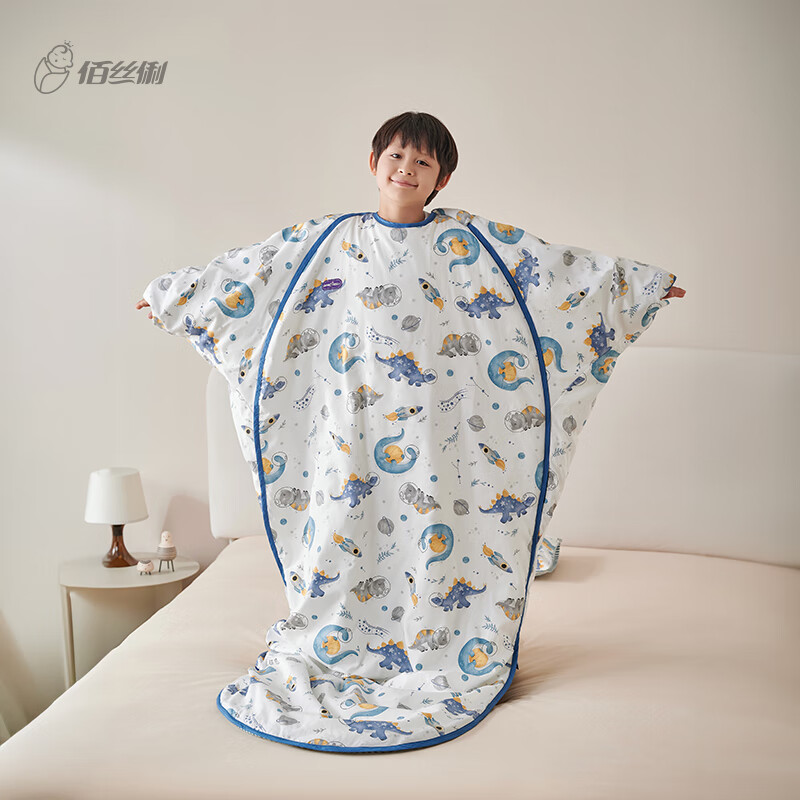 佰丝俐蚕丝婴儿睡袋儿童防踢被子春秋款中大童宝宝睡袋四季通用 太空骑士 3XL/80~120身高150g蚕丝20~27℃