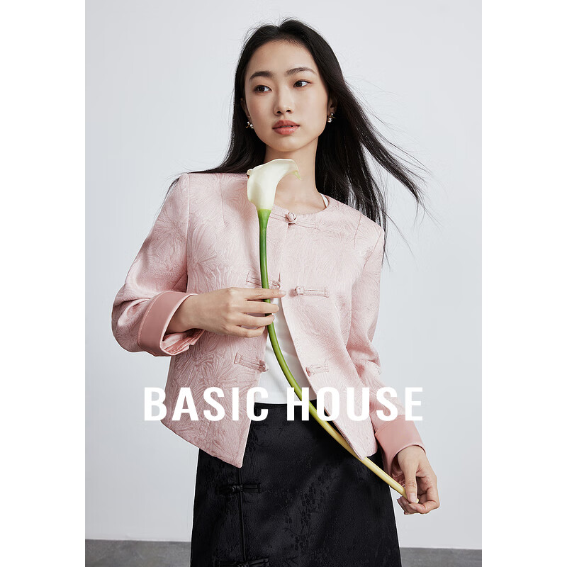 Basic House/百家好【鸥蜜粉丝专属】气质小香风外套-B0624H5O792 粉色 M85-110斤