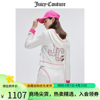 JUICY COUTURE橘滋外套女2024春季美式轻奢樱桃Logo烫钻装饰休闲连帽上衣 白色 XS