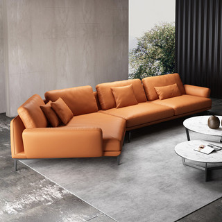 VATAR 梵达家具 沙发北欧简约现代意式极简真皮沙发轻奢小户型转角异形客厅