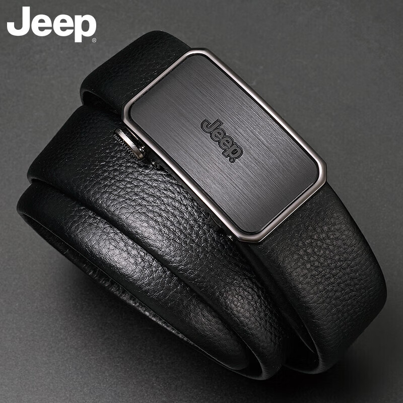 Jeep男士皮带纯牛皮商务休闲自动扣腰带时尚实用裤带 实用送爸爸 115CM（适合裤子32-40码）