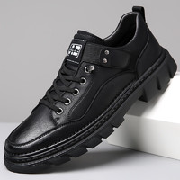 意利船长男鞋商务休闲皮鞋户外工装板鞋运动鞋 CGX99361 黑色 41 